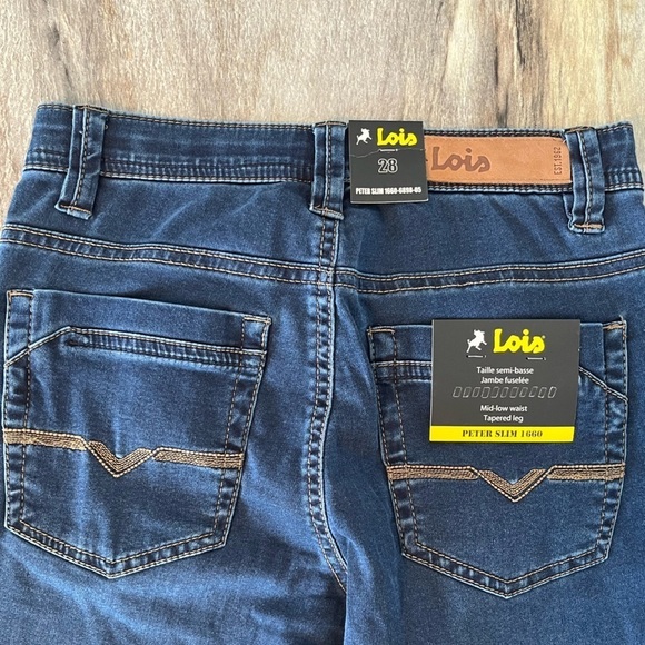 Lois Peter 28/34 Slim 1660 Mid-low Waist Tapered Leg Jeans Denim Blue - Picture 7 of 16